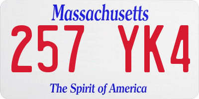 MA license plate 257YK4