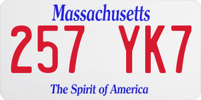MA license plate 257YK7