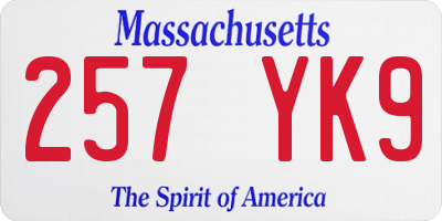 MA license plate 257YK9