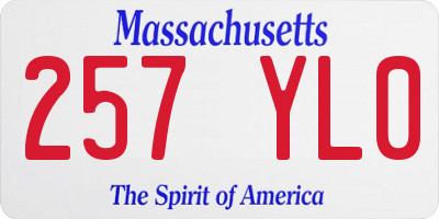 MA license plate 257YL0