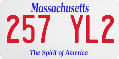MA license plate 257YL2