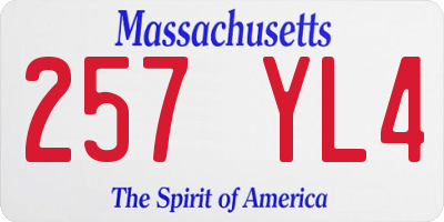 MA license plate 257YL4