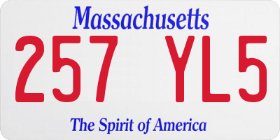 MA license plate 257YL5