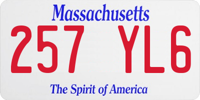 MA license plate 257YL6