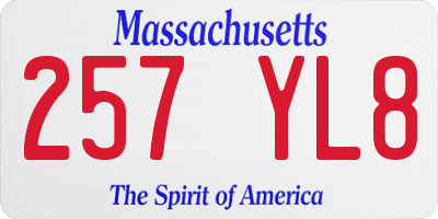 MA license plate 257YL8