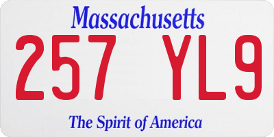 MA license plate 257YL9