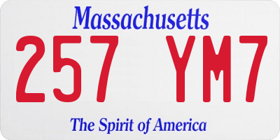 MA license plate 257YM7