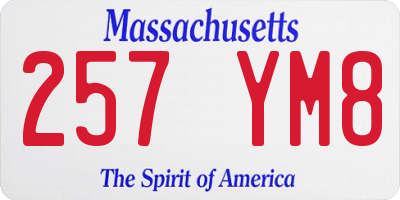 MA license plate 257YM8