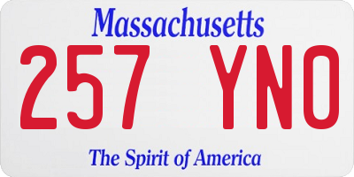 MA license plate 257YN0