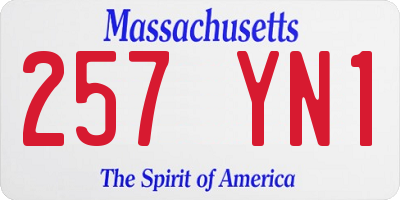 MA license plate 257YN1