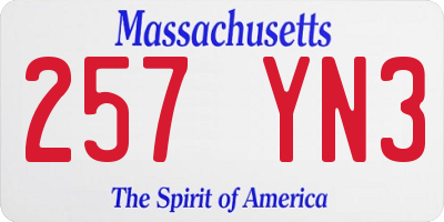 MA license plate 257YN3