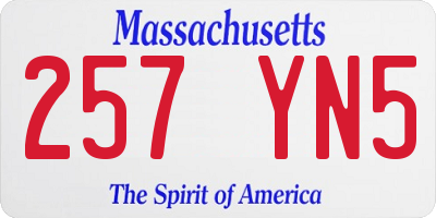 MA license plate 257YN5