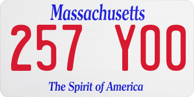 MA license plate 257YO0