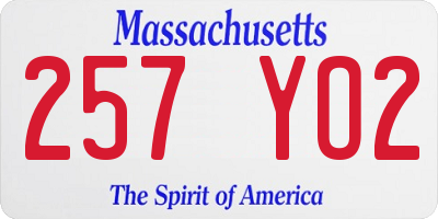 MA license plate 257YO2