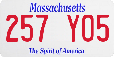 MA license plate 257YO5