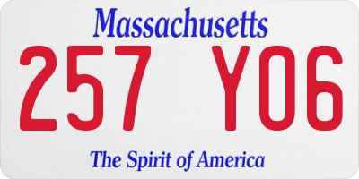 MA license plate 257YO6