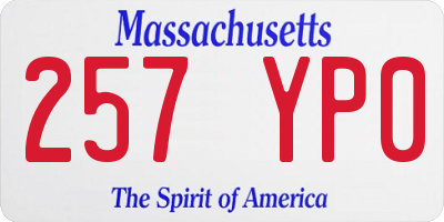 MA license plate 257YP0