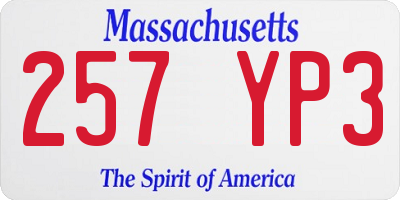 MA license plate 257YP3