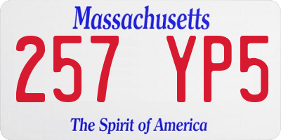 MA license plate 257YP5