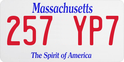 MA license plate 257YP7