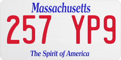 MA license plate 257YP9