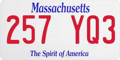 MA license plate 257YQ3
