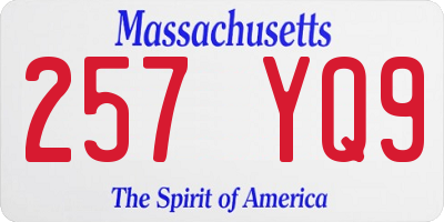 MA license plate 257YQ9
