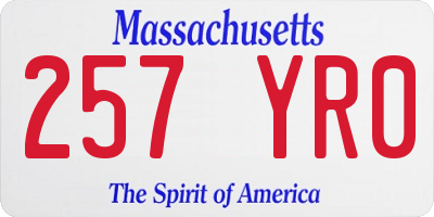 MA license plate 257YR0