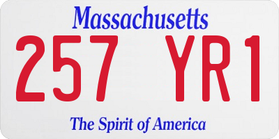 MA license plate 257YR1