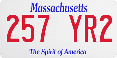 MA license plate 257YR2