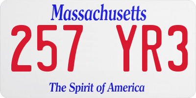 MA license plate 257YR3