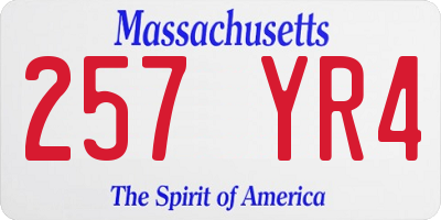 MA license plate 257YR4