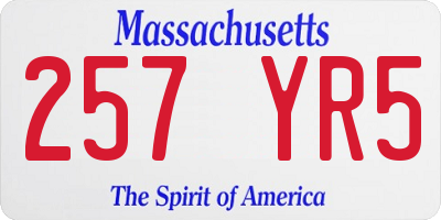 MA license plate 257YR5