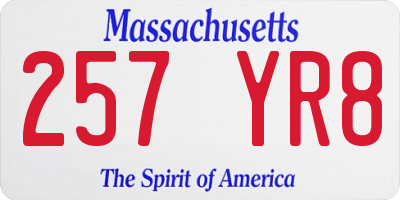 MA license plate 257YR8