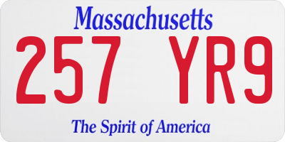 MA license plate 257YR9