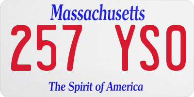 MA license plate 257YS0