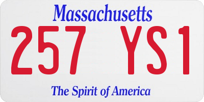 MA license plate 257YS1