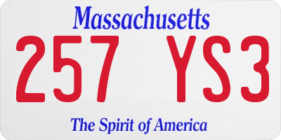 MA license plate 257YS3