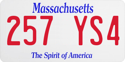 MA license plate 257YS4