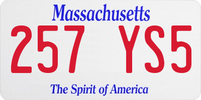 MA license plate 257YS5
