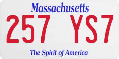 MA license plate 257YS7