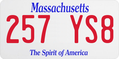 MA license plate 257YS8