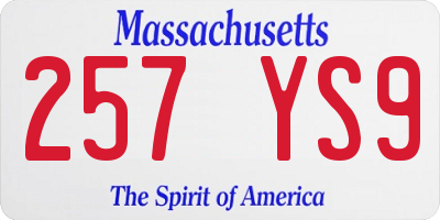 MA license plate 257YS9