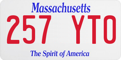MA license plate 257YT0