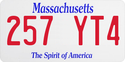 MA license plate 257YT4