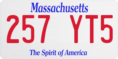 MA license plate 257YT5