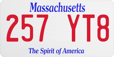 MA license plate 257YT8