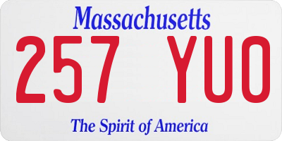 MA license plate 257YU0