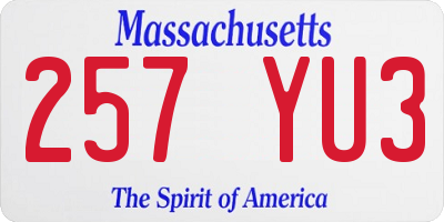 MA license plate 257YU3