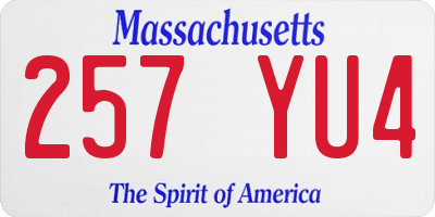 MA license plate 257YU4